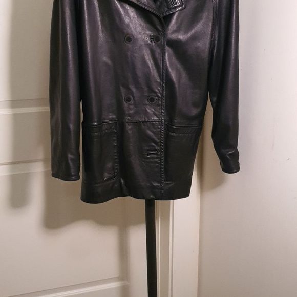 Black Y2K Leather Coach Jacket Size Small no.5150 - Picture 2 of 10